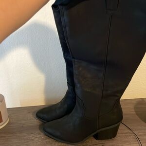 Black wide calf boots
